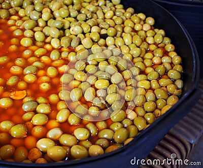 Mediterranean classics â€“ ripe Spanish green olives Stock Photo